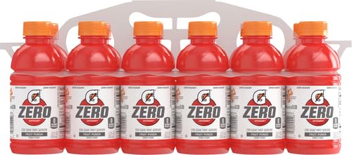 Gatorade Zero Sugar Fruit Punch on ice signals cool, tasty hydration after activity.