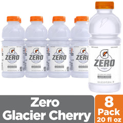 Gatorade Zero Glacier Cherry in a glass showcases refreshing, low-calorie hydration on game day.