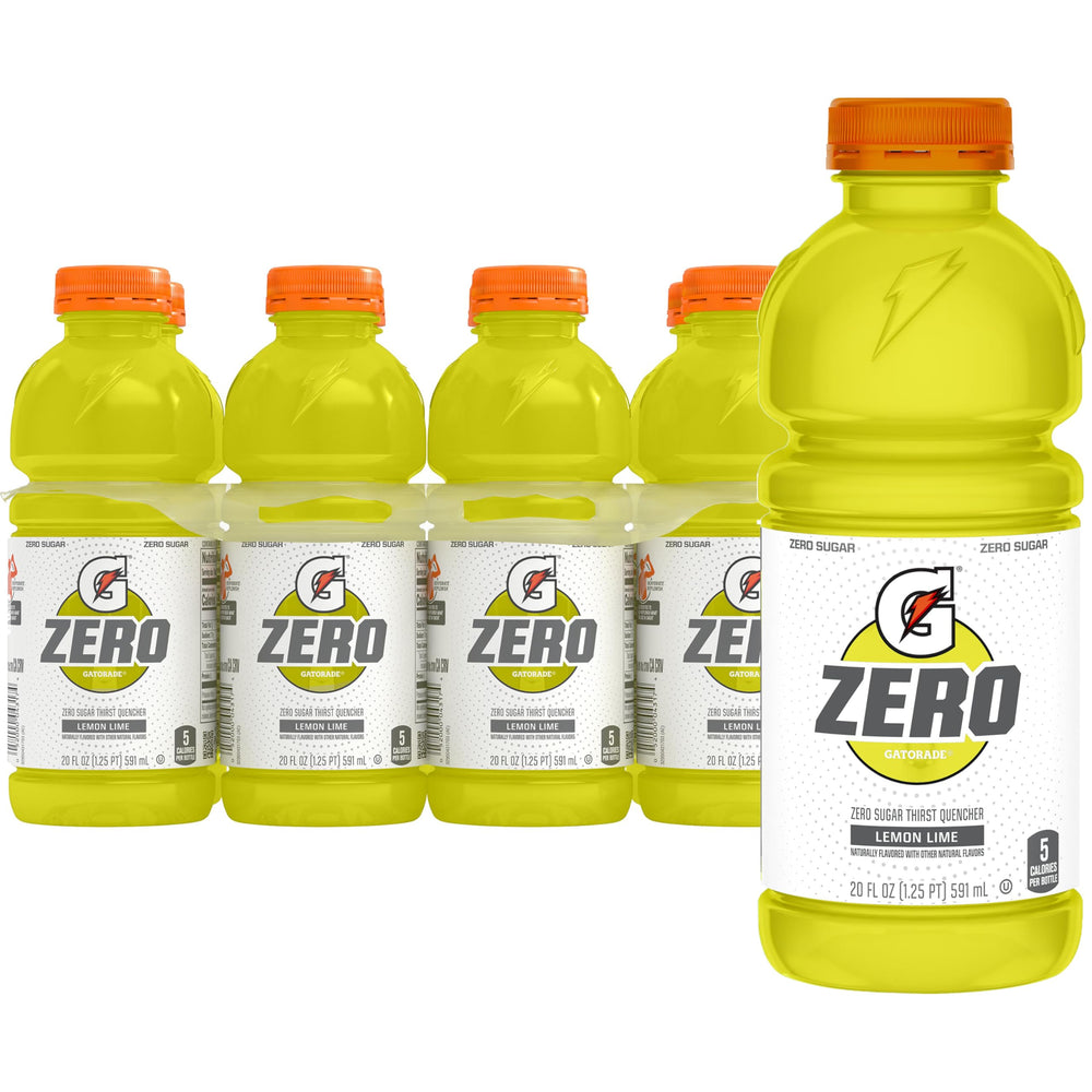 Gatorade Zero Sugar Lemon-Lime bottle front view for workout hydration