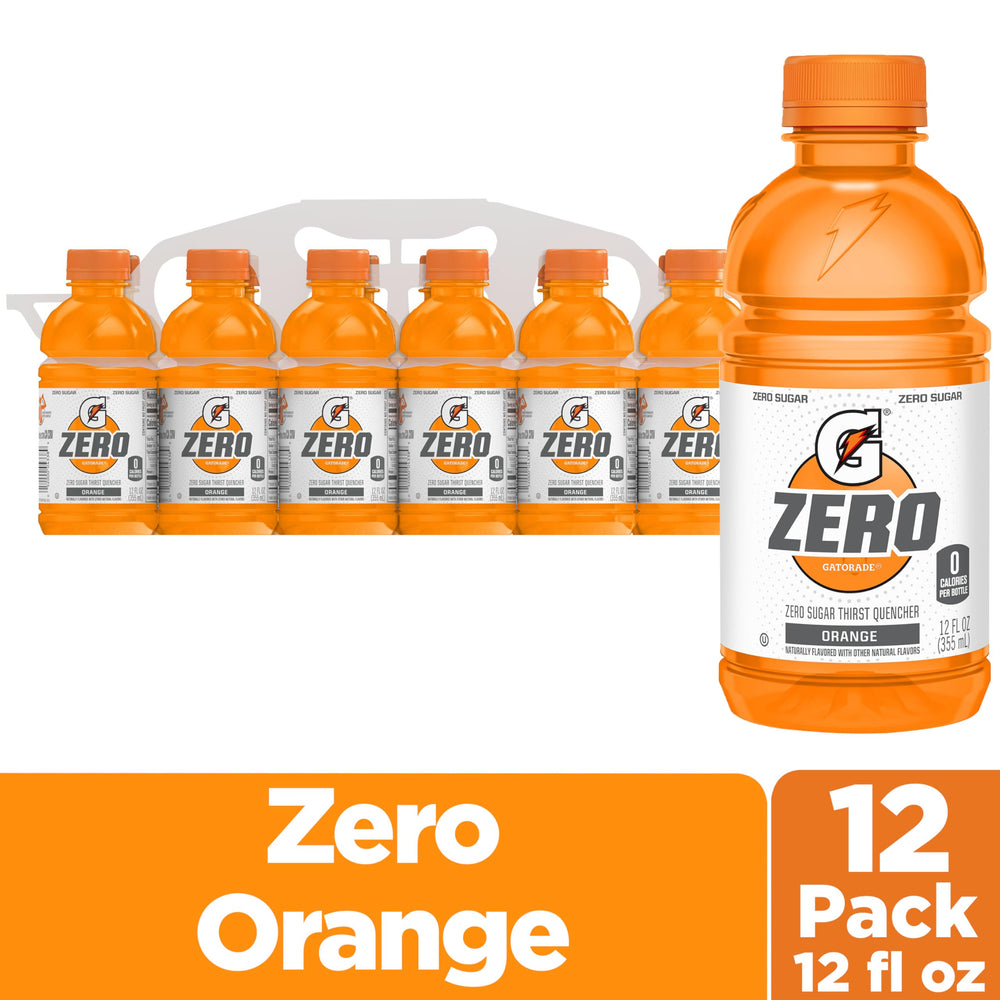 Gatorade Zero Sugar orange bottle pouring for training sessions.