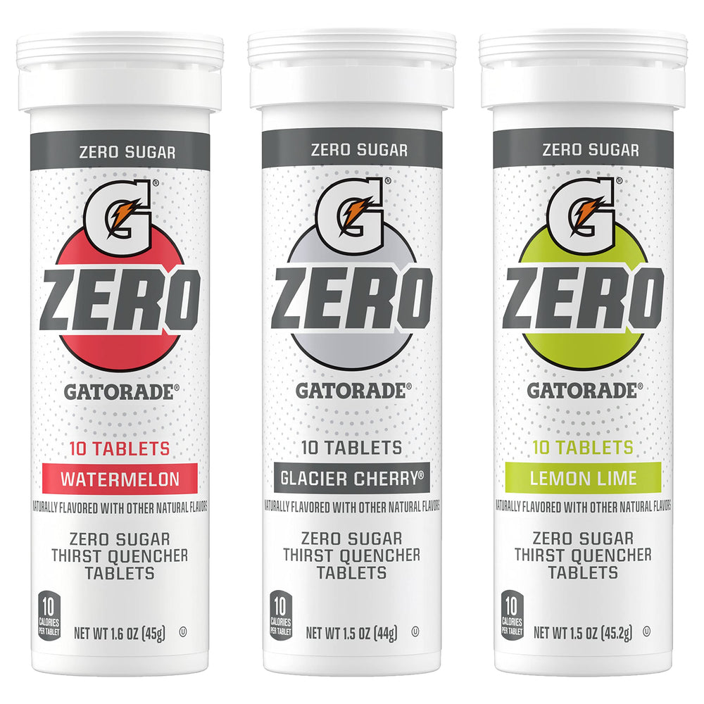 Gatorade Zero Tablets variety pack front view supports hydration choices.