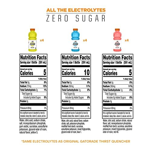 Gatorade Zero Variety Pack Strawberry Kiwi 20 oz bottle offers refreshing flavor options for workouts.