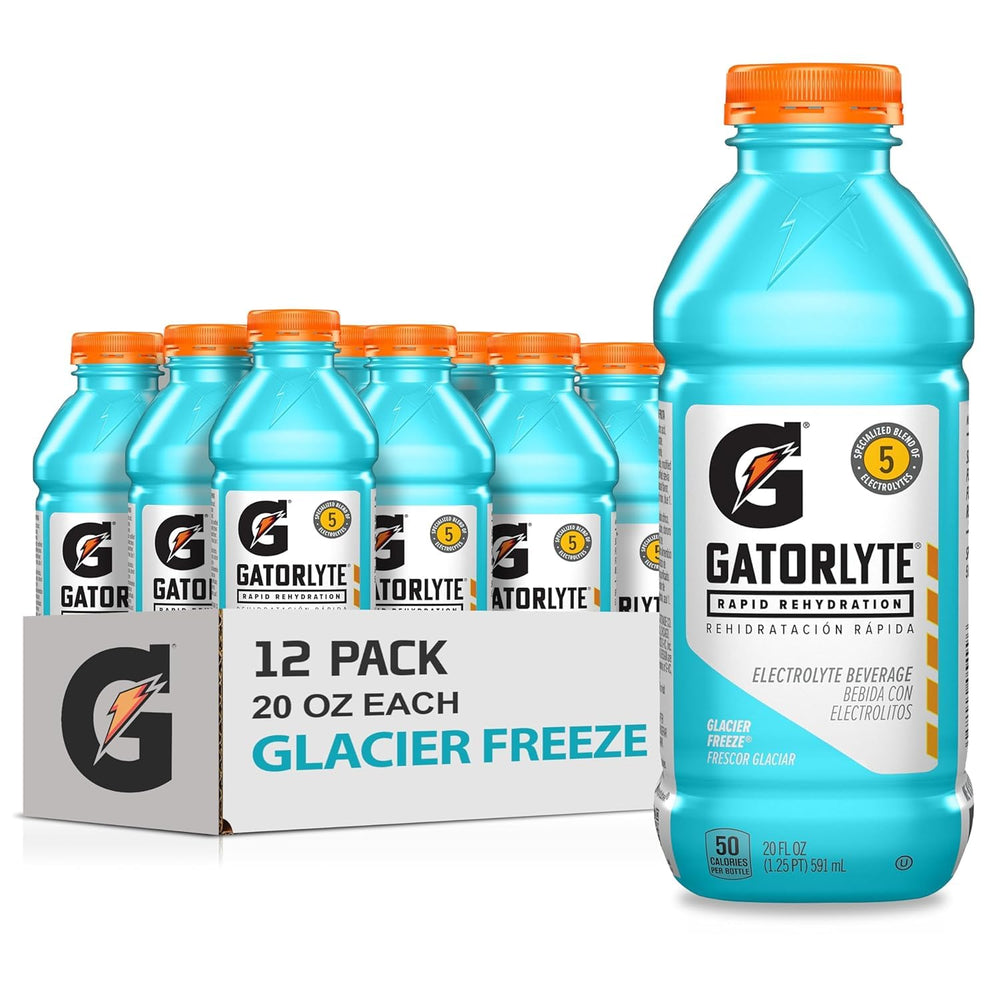 Gatorlyte Glacier Freeze 12-pack bottles for rapid hydration on the go