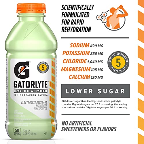 Gatorlyte Lime Cucumber pack shot shows 12-bottle display for easy hydration planning.