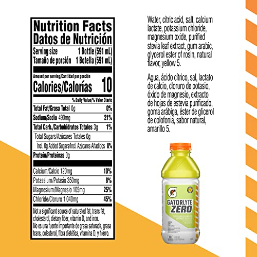 Gatorlyte Zero Lemon Lime pack of 12 bottles for reliable hydration.