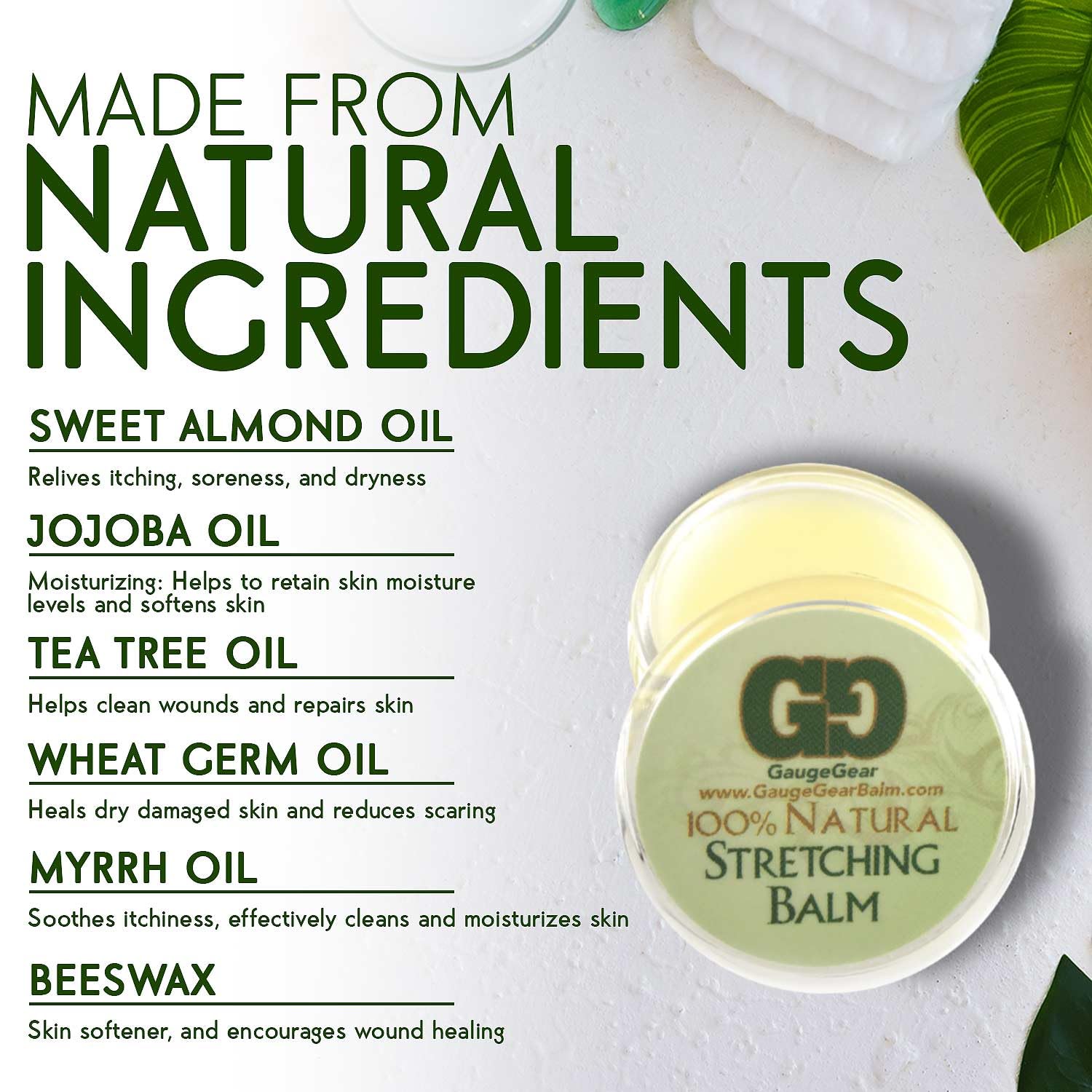 Gauge Gear jojoba oil close-up emphasizing moisturization.