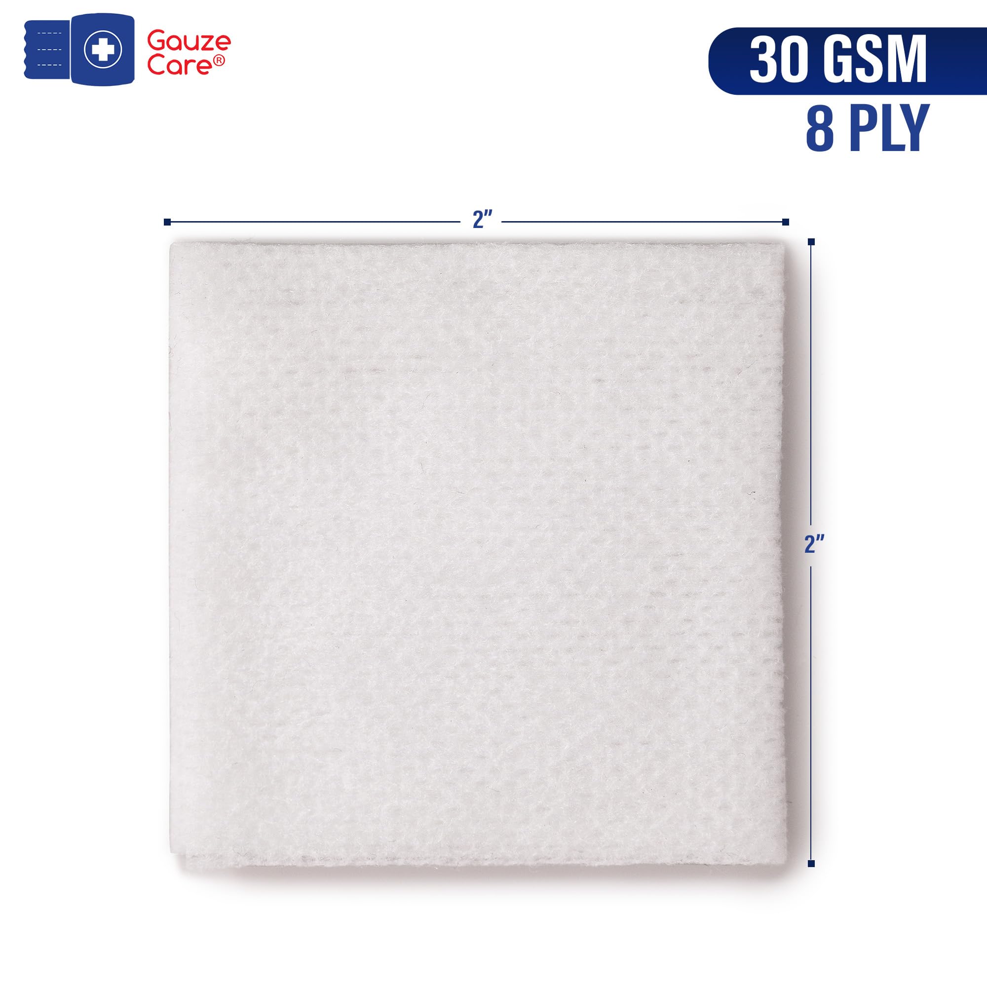 Gauze Care individually wrapped 2x2 pads, sterile and ready for quick first-aid use.