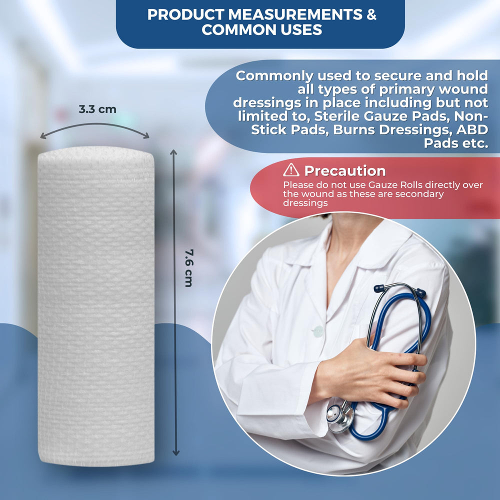 Gauze Care lint-free rolled gauze to prevent fiber shedding
