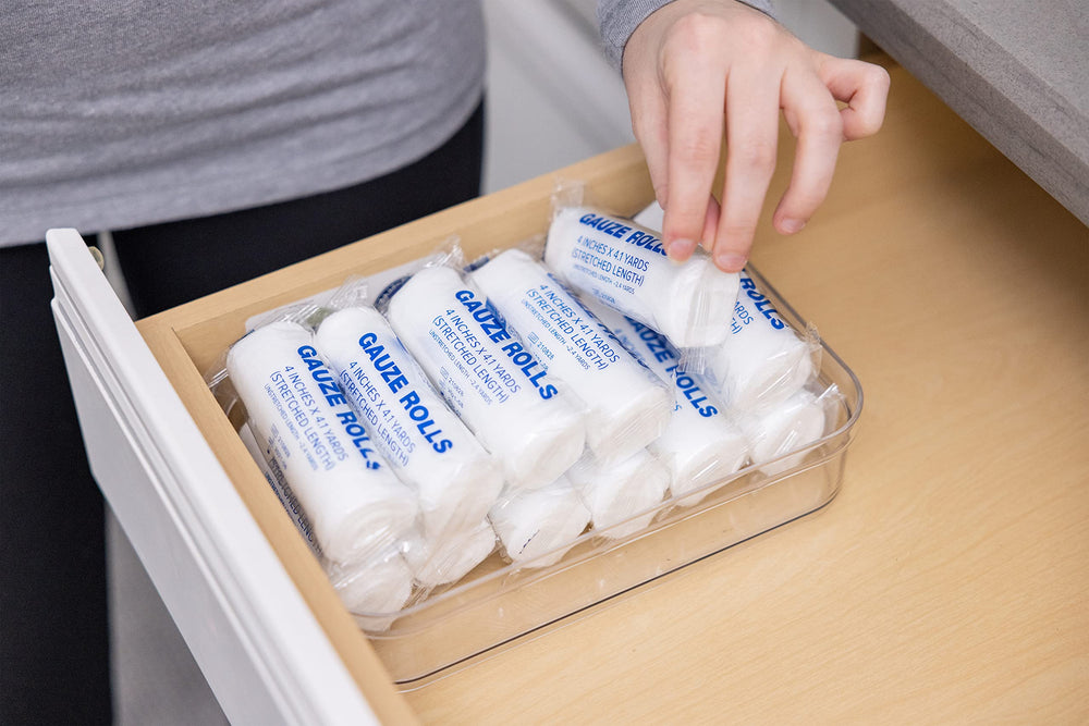 Gauze Care mummy wrap visuals show practical use for secure wound layering.