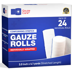 Gauze Care 2-Inch roll in packaging for easy restocking and prep
