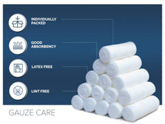 Gauze Care stretch gauze 4in demonstrates breathable, conforming support for wounds.
