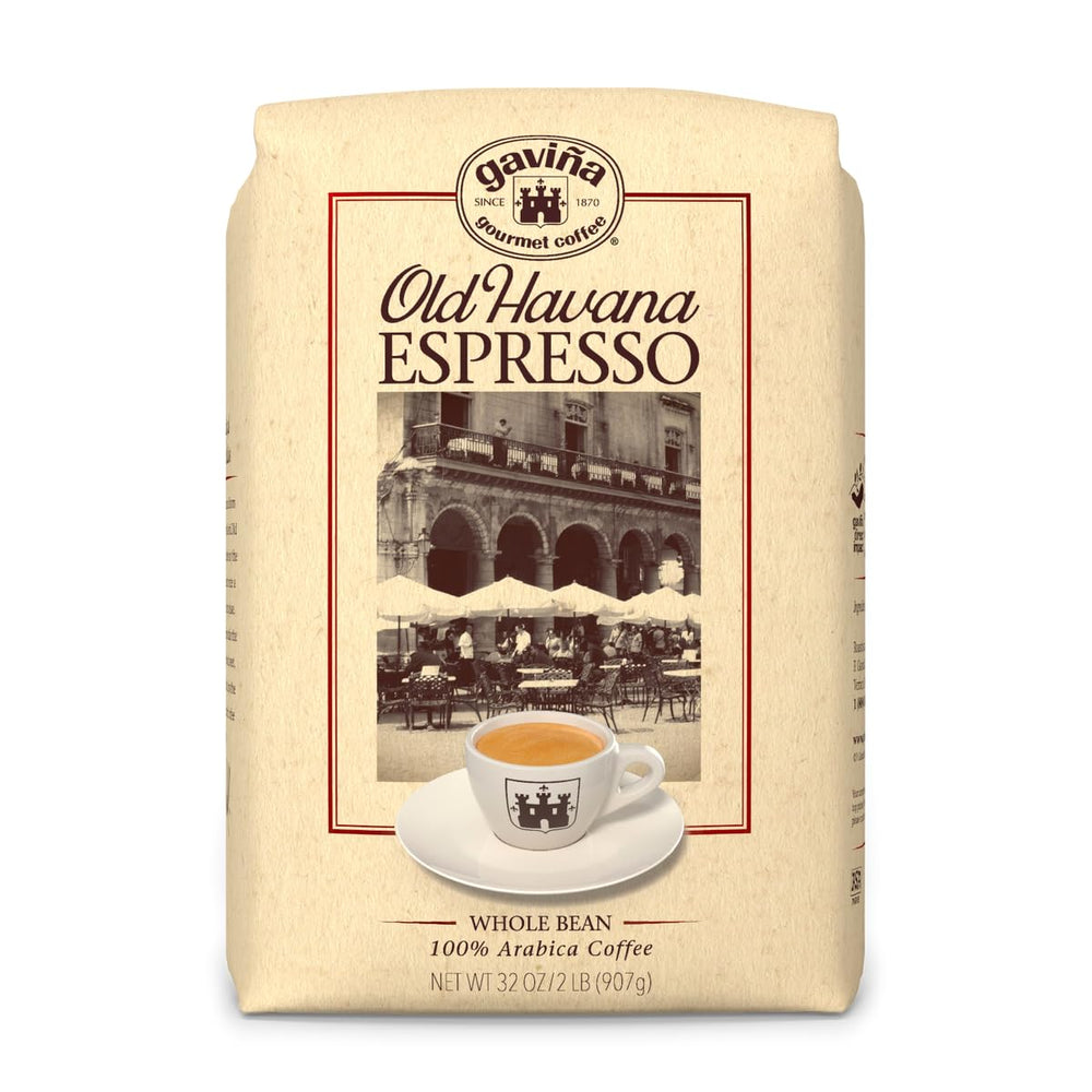 Gaviña Old Havana Espresso whole-bean bag highlighting peak freshness and aroma.