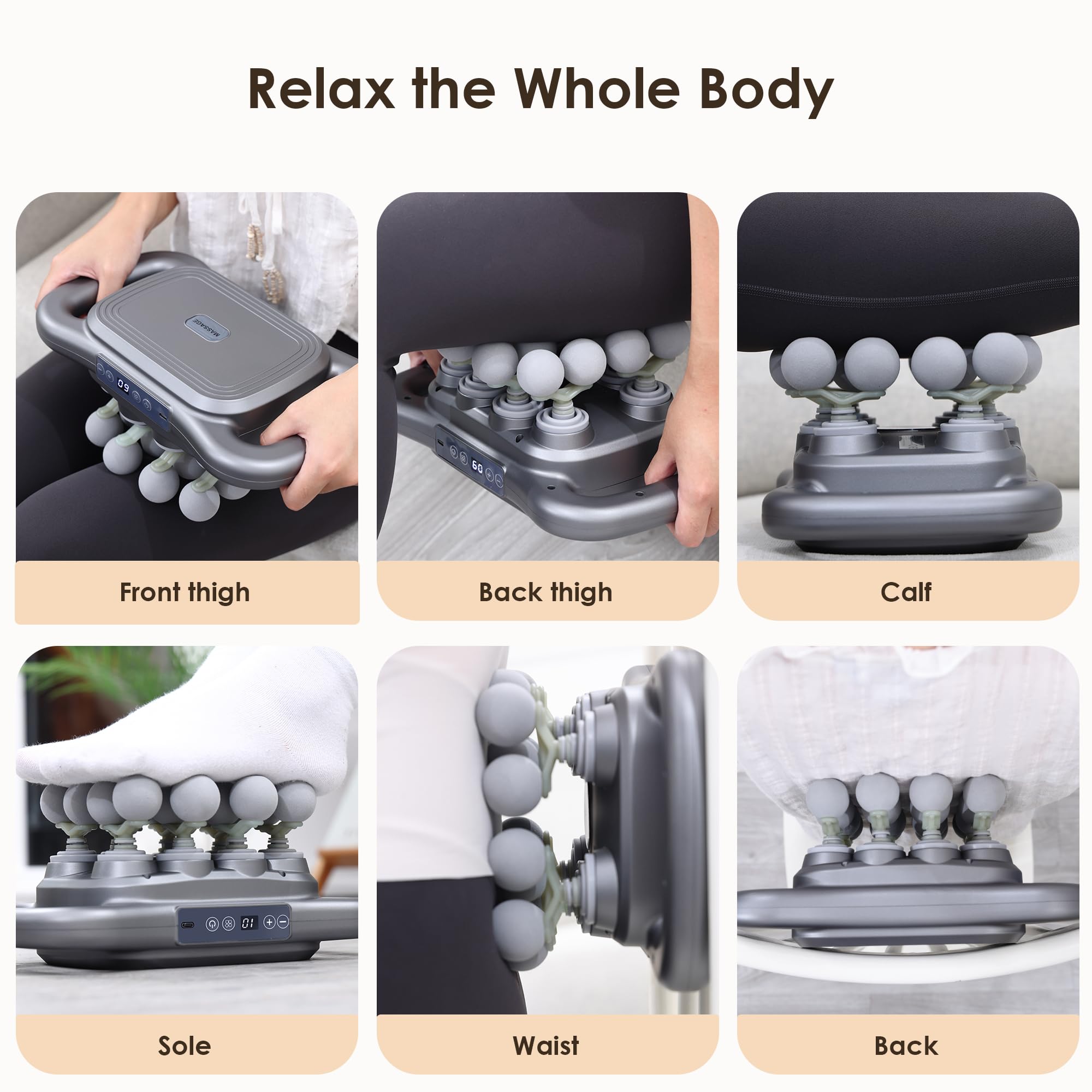 GAXEZO dark grey massage gun ready for at-home relaxation.