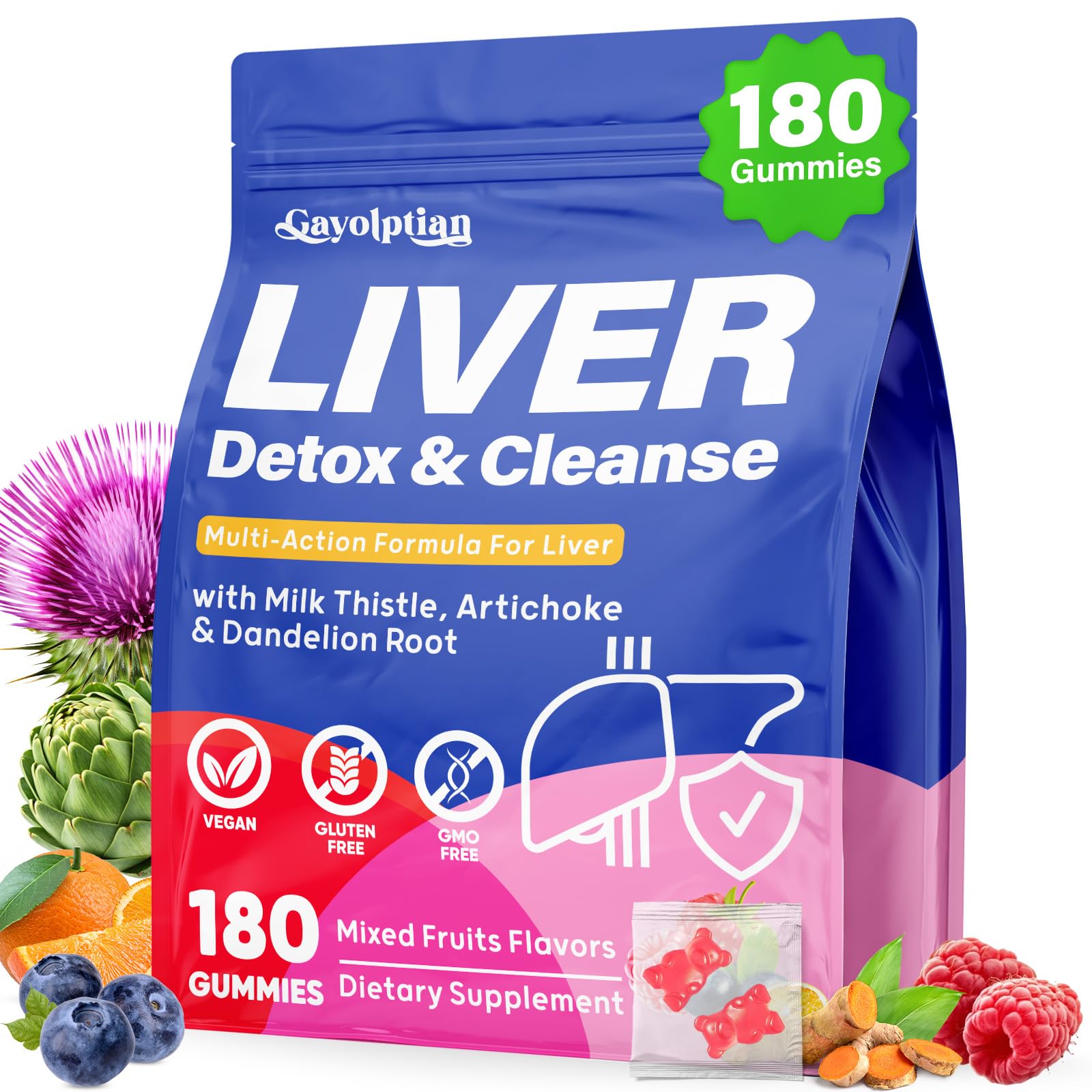 Gayolptian Liver Detox Gummies packaging shown for premium quality and easy daily use.