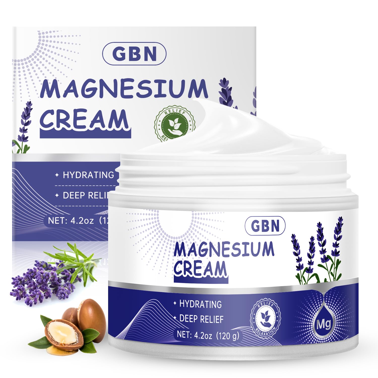 GBN Magnesium Cream bottle with lavender for soothing bedtime routine.