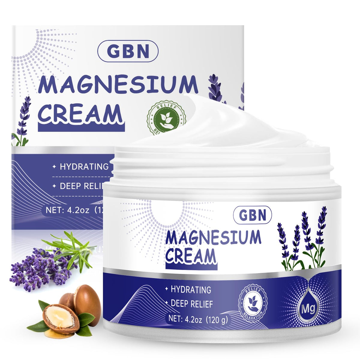 GBN Magnesium Cream bottle with lavender for soothing bedtime routine.