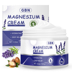 GBN Magnesium Cream bottle with lavender for soothing bedtime routine.