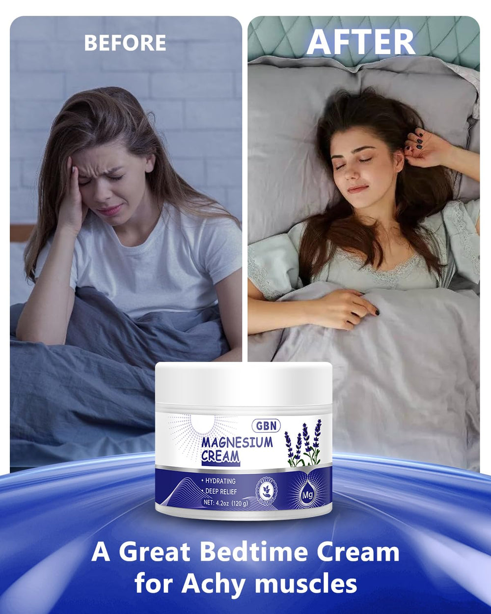 GBN Magnesium Cream applied to feet for relaxing relief after day.