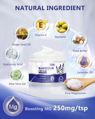 GBN Magnesium Cream lavender oil drops highlight calming sleep support.