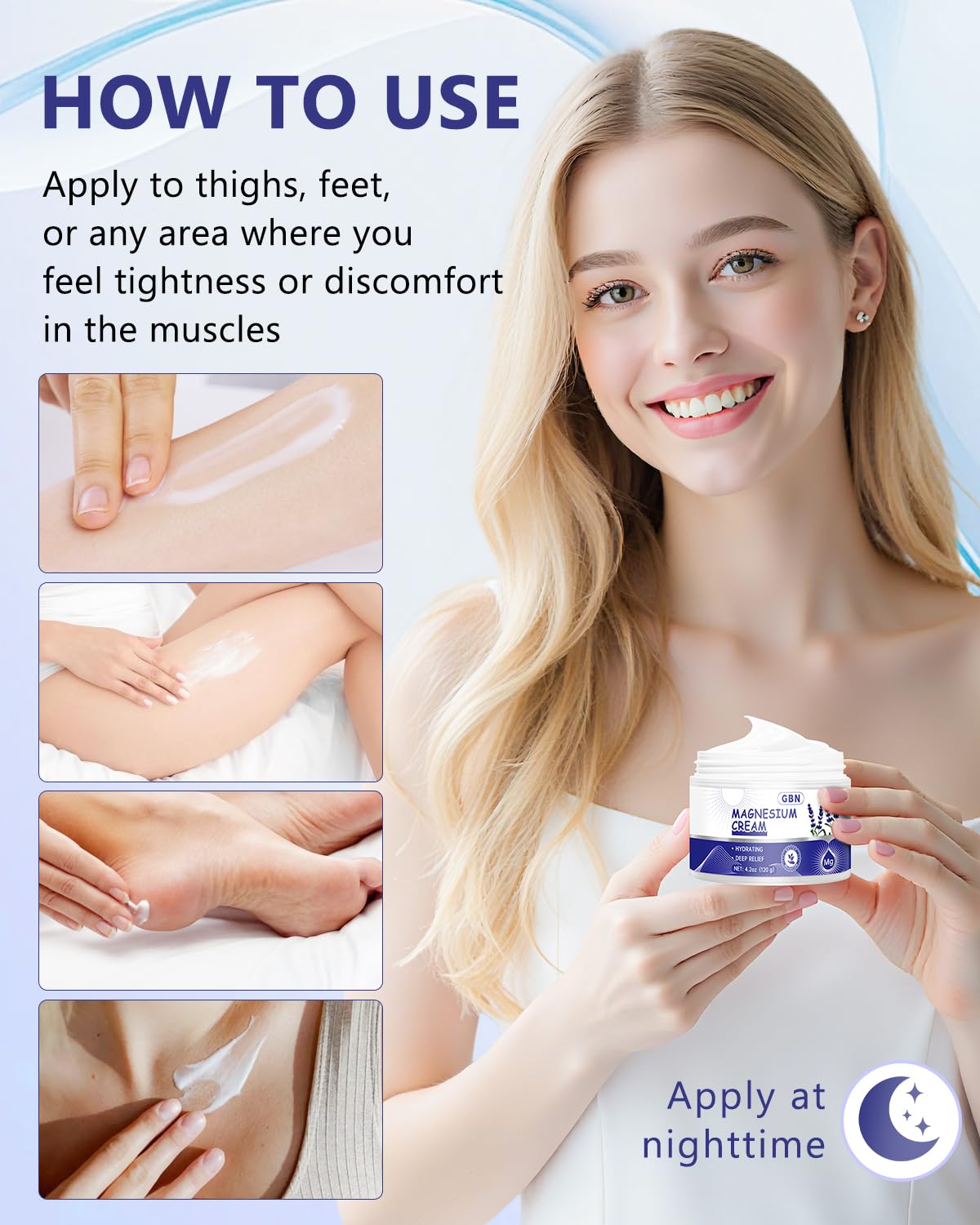 GBN Magnesium Cream on legs to ease muscle tension post-workout.