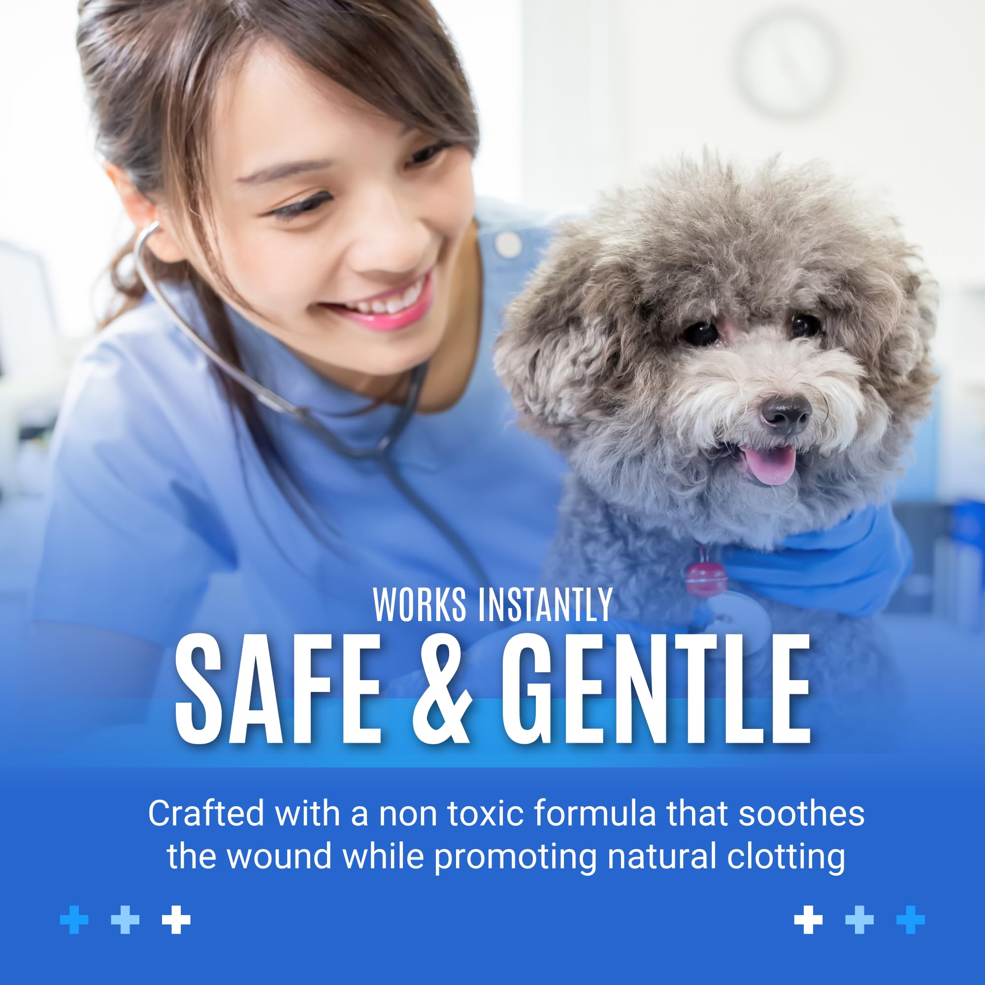 GBS Styptic Powder in use on an animal paw during grooming