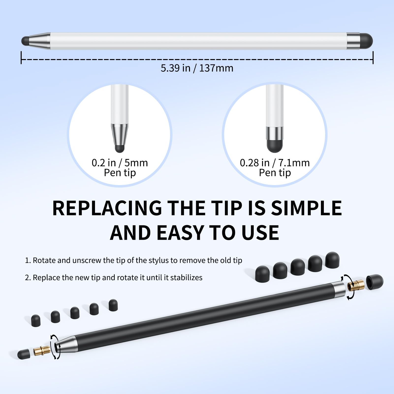GCHMDE Stylus Pen replaceable tips for long-lasting performance.