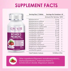 GDMENUTRI Women's Probiotics capsules highlight convenient two-per-day intake.