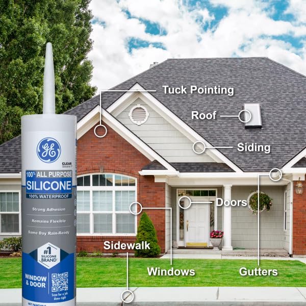 GE caulk adheres to glass, metal, and wood for reliable sealing