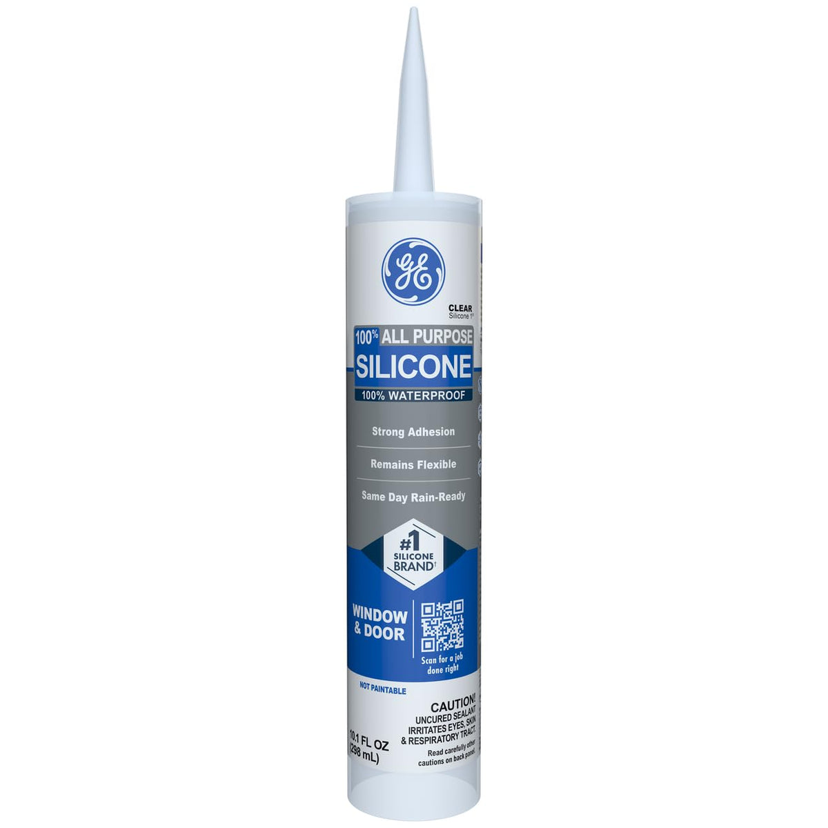 GE all-purpose silicone caulk clear 10 oz tube for durable weatherproof sealing
