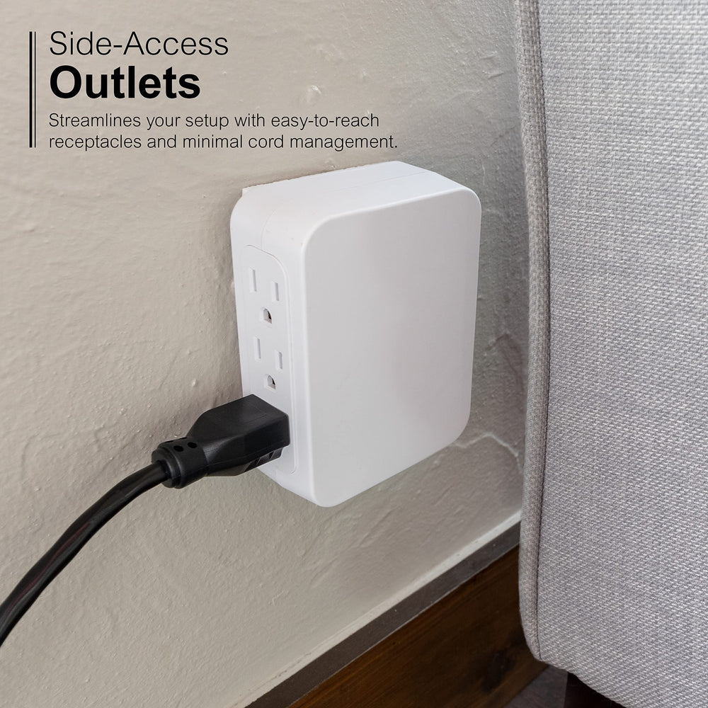 GE Pro compact design fits behind furniture, freeing outlet space.