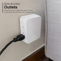 GE Pro compact design fits behind furniture, freeing outlet space.