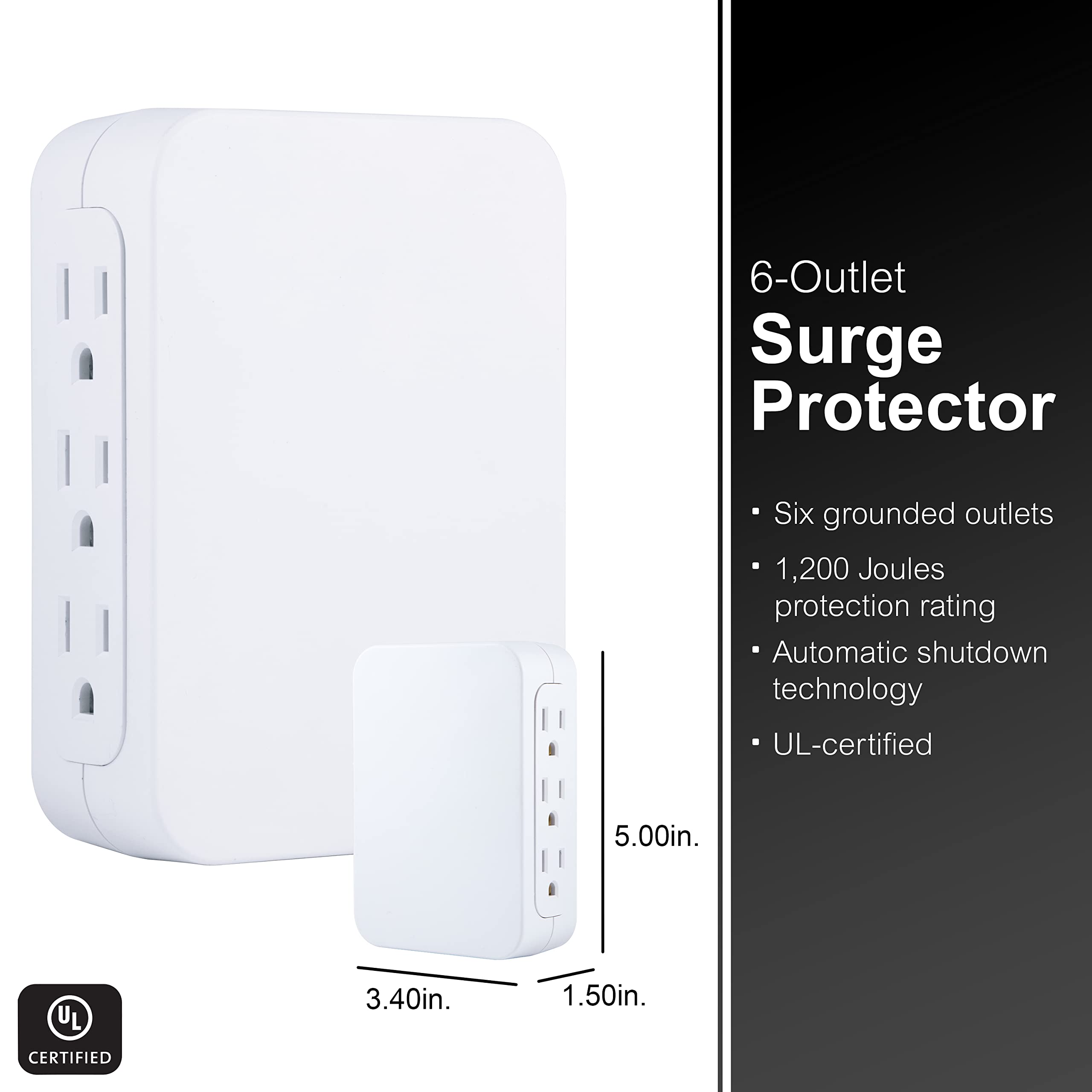 GE Pro six-outlet extender front view provides versatile connections.