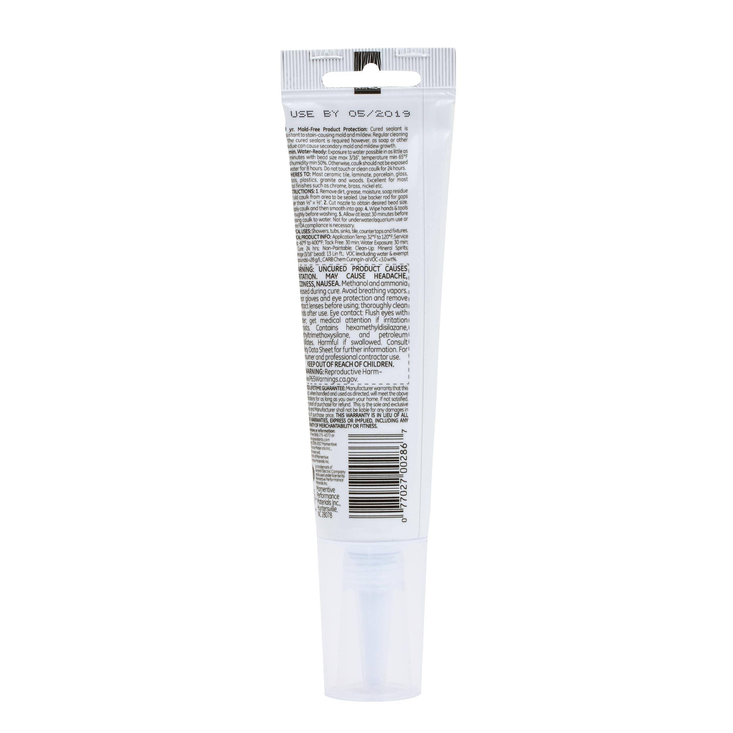 GE Advanced Silicone caulk around fixtures for durability.