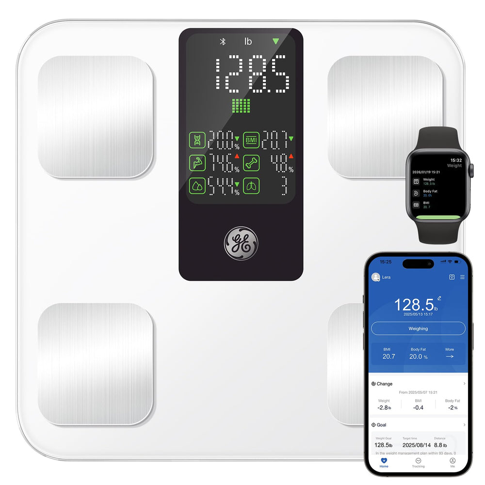 GE Smart Scale with 8-in-1 display for quick health snapshots