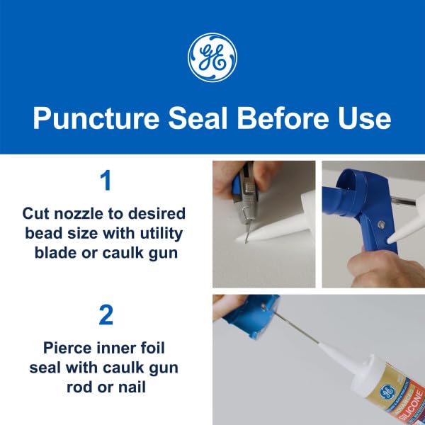 GE waterproof sealant in action, closeup during application for a durable seal