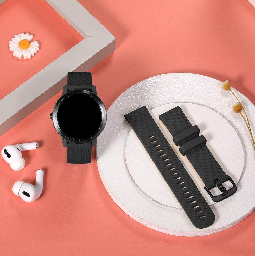 GEAK 20mm silicone band for Vivoactive 3 slate with breathable daily comfort