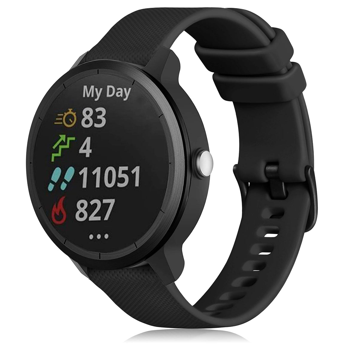GEAK 20mm silicone band for Vivoactive 5 in black for comfortable all day wear