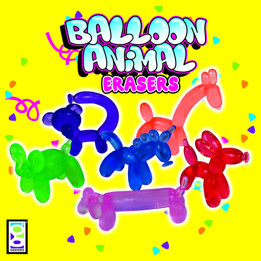 Geddes Raymond balloon eraser monkey, purple hue; fun desk buddy that tackles pencil marks.
