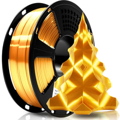 Geeetech Silk Gold filament close-up shows glossy finish for vibrant art projects.