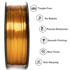 Geeetech Silk Gold filament on a heated bed shows stable adhesion.
