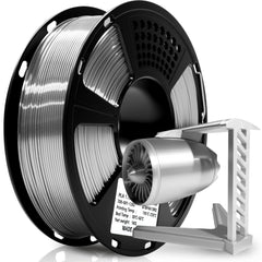 Geeetech Silk PLA spool in metallic silver showing glossy finish for 3D prints