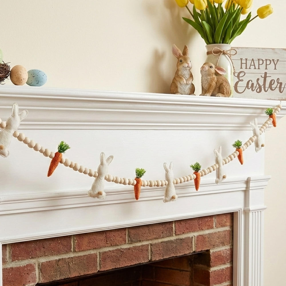 Gee Hut rustic Easter decor pairs with greenery for layered styling.