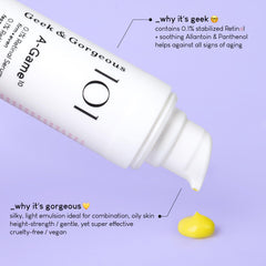 Geek & Gorgeous A-Game pump-top bottle captured for easy, precise application.