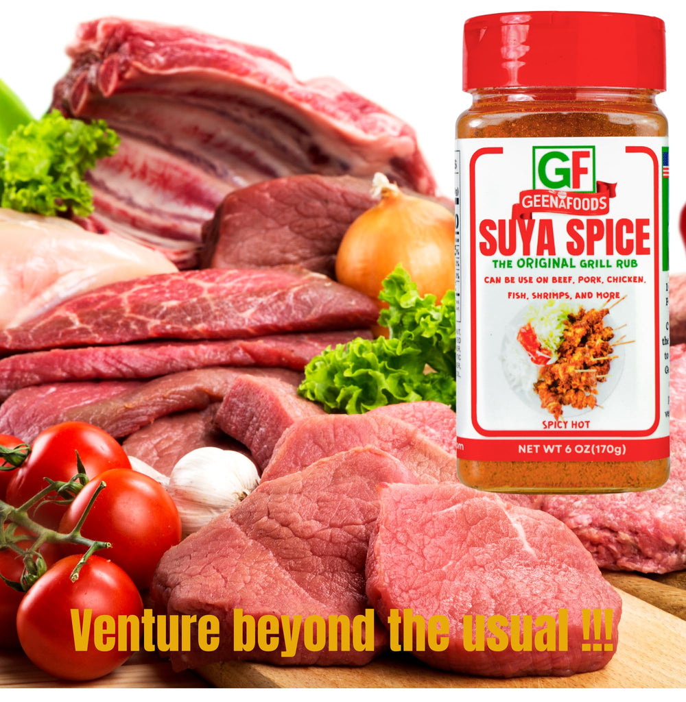 Geenafoods Suya Pepper jar showcasing natural ingredients and aroma
