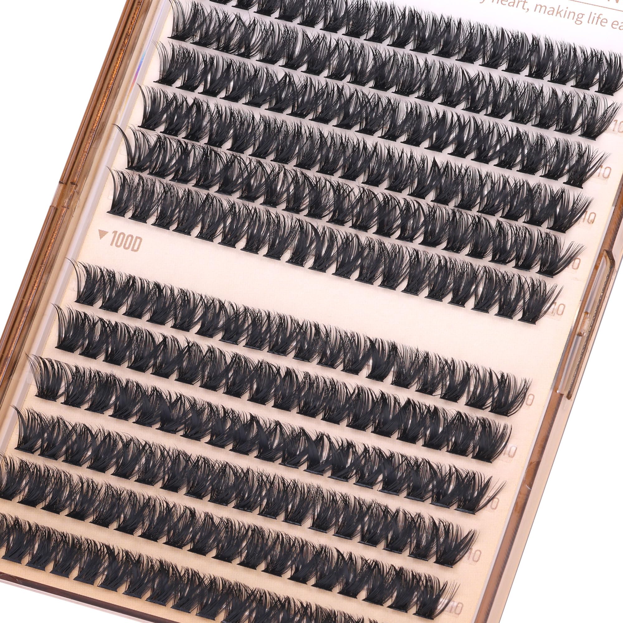 Geeneiya 10mm lash clusters d curl density options 80D and 100D.