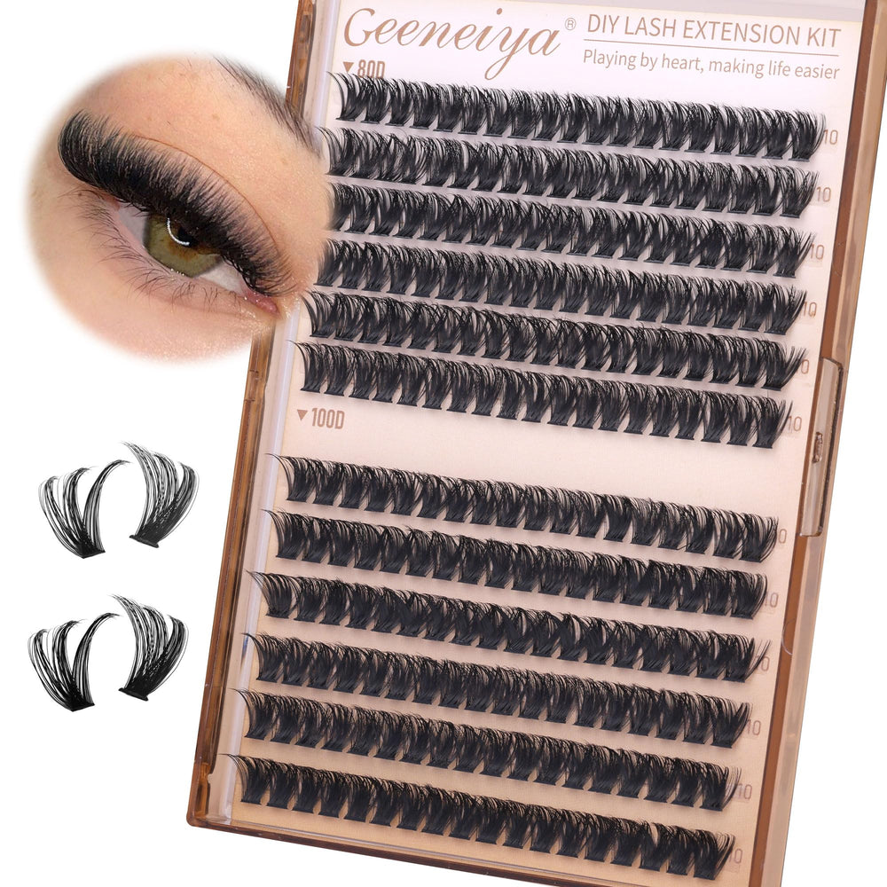 Geeneiya 10mm lash clusters d curl step-by-step application for precise layering.