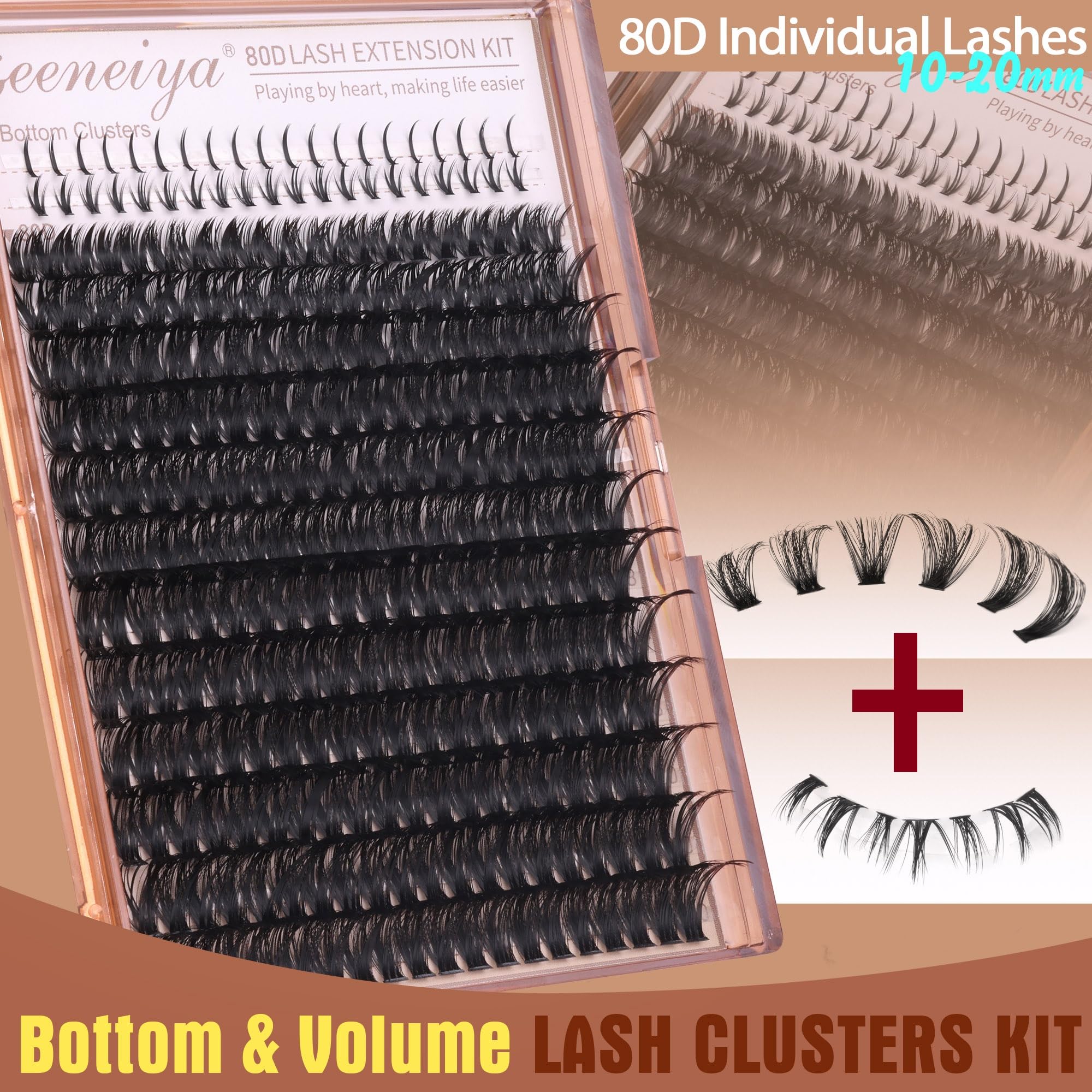 Geeneiya bottom lash clusters closeup showing wispy layers for balance