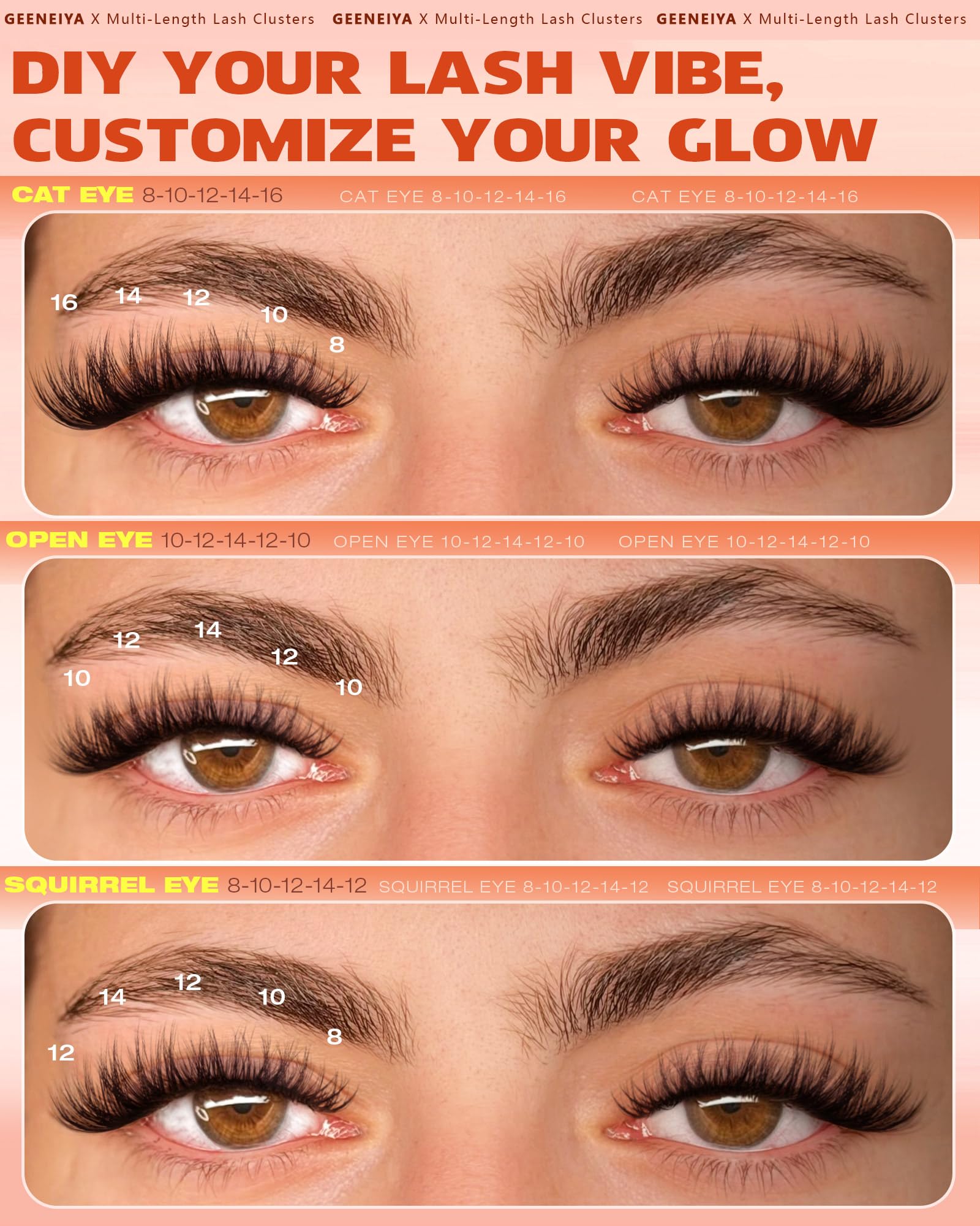 Geeneiya cat-eye look clusters for bold, elongated eyes