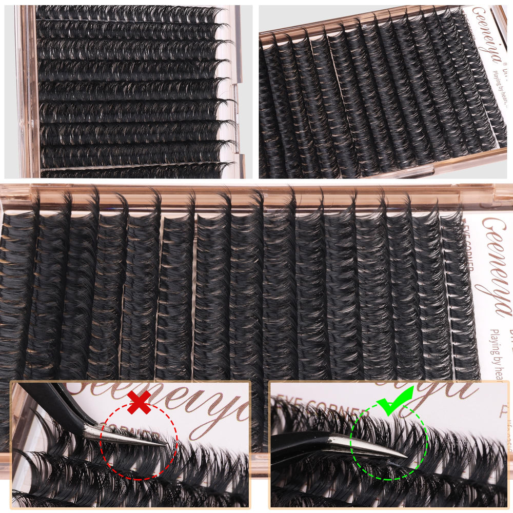Geeneiya corner and bottom lash decoration for balanced lash style.