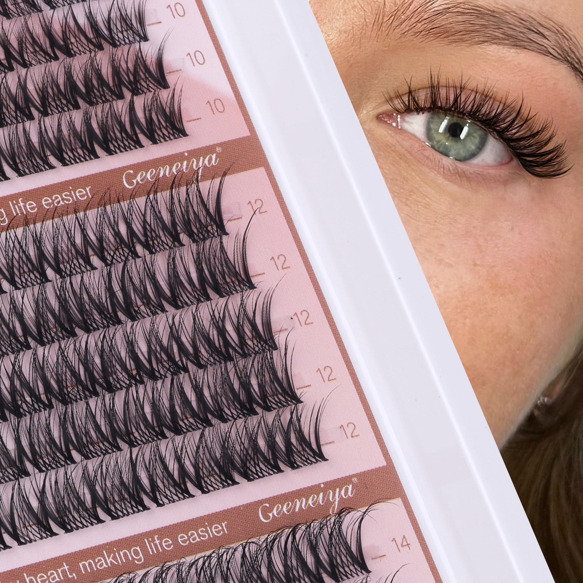 Geeneiya 168-piece DIY pack provides versatile lengths for creative lash styles.